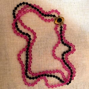 Pink & black Swarovski crystal necklace- GF clasp